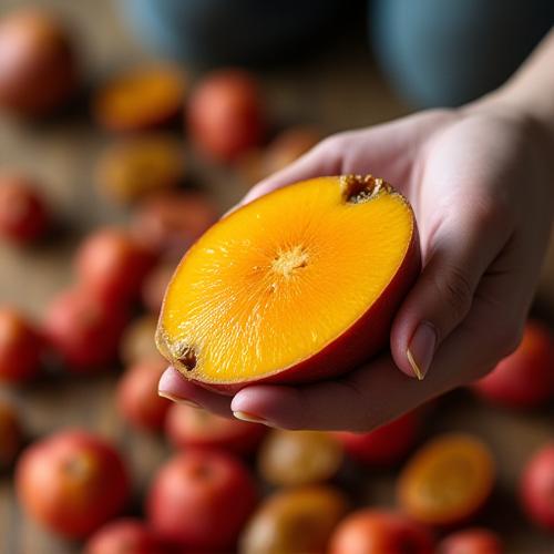 カットされたマンゴスチンとランブータン