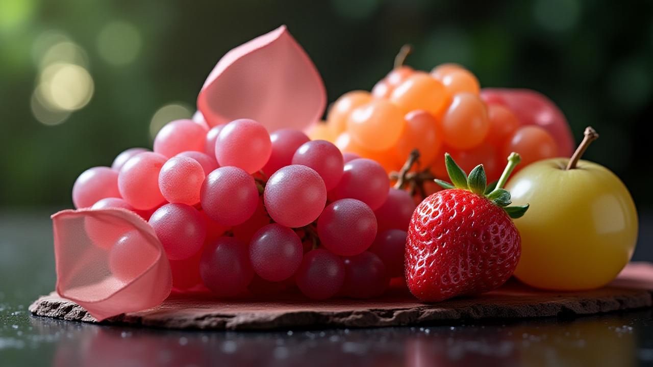 リボンがかけられた豪華なフルーツバスケット