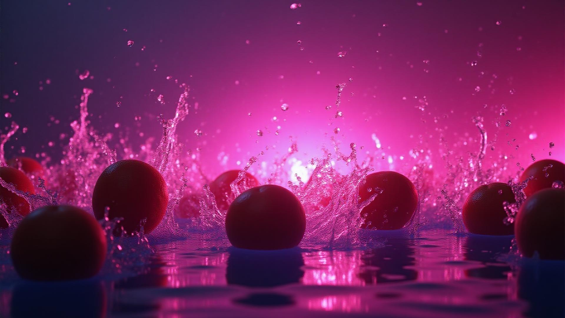 ダークな背景に輝くフルーツ